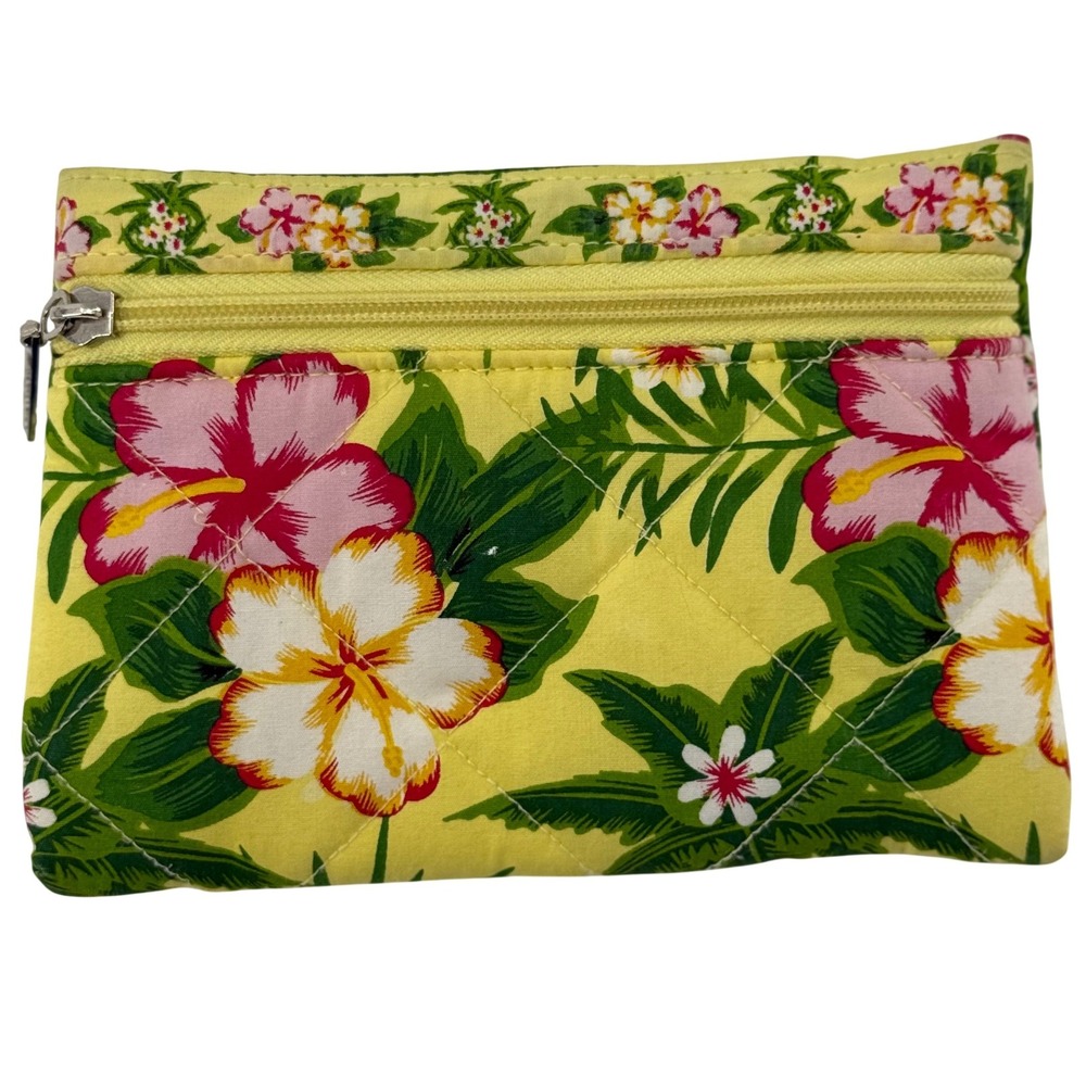 Vintage Americana‎ by Sharif Pouch Yellow Tropical Hibiscus Quilted Floral Bag